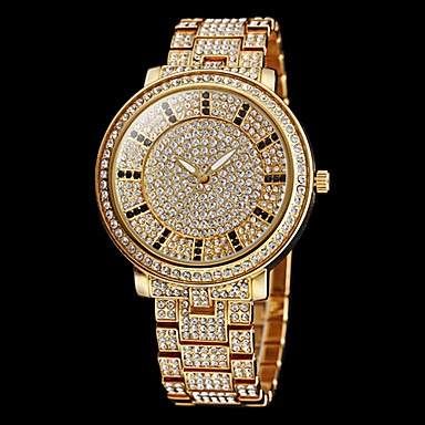 Relógio Diamante Round Dial Steel Band Quartz