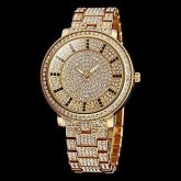 Relógio Diamante Round Dial Steel Band Quartz